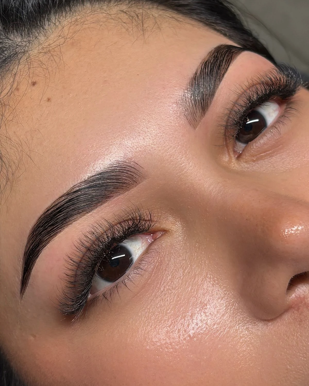 Trabajo premium de cejas y pestañas